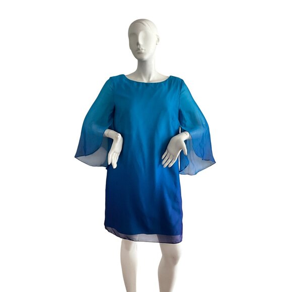 Tahari Arthur S. Levine Edward Mini Dress In Cerulean Blue 14 - Picture 1 of 9